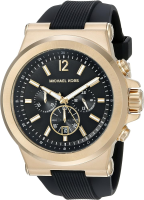 ORIGINAL Michael Kors MK8445  -45mm Dylan Gold-Tone Black Silicon Mens Watch