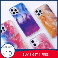 ✉ Vintage Glitter Gold Foil Phone Case For IPhone 12 11 Pro Max XR XS Max X 8 7Plus Soft Transaprent Protection Back Cover