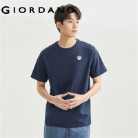 GIORDANO ผู้ชาย เสื้อยืดคอกลมแขนสั้นผ้าฝ้ายถักลายปักขนาดเล็ก Free Shipping 13023311