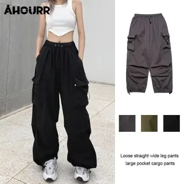 High Waisted Loose Straight Pants Women Retro American Street