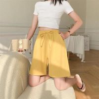 women shorts harajuku summer Cotton linen drawstring solid color loose Ladies Shorts superior quality dropshipping JUFk005