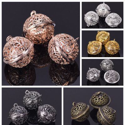 6PCS 26x25mm Hollow Metal Charms Jingle Bell Pendants for Bracelet Necklace Jewelry Making DIY Crafts Findings