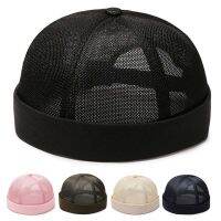 ↂ New fashion beanie hat man and woman summer breathable casual brimless cap full net cap vintage soild color Hip-hop snapback cap