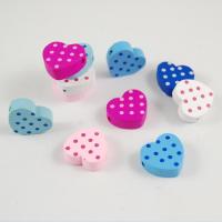 50Pcs Color Printed Polka Dot Heart-Shaped Wooden Beads Children DIY Handmade Beaded Material Loose Bead Baby Toy Accessories