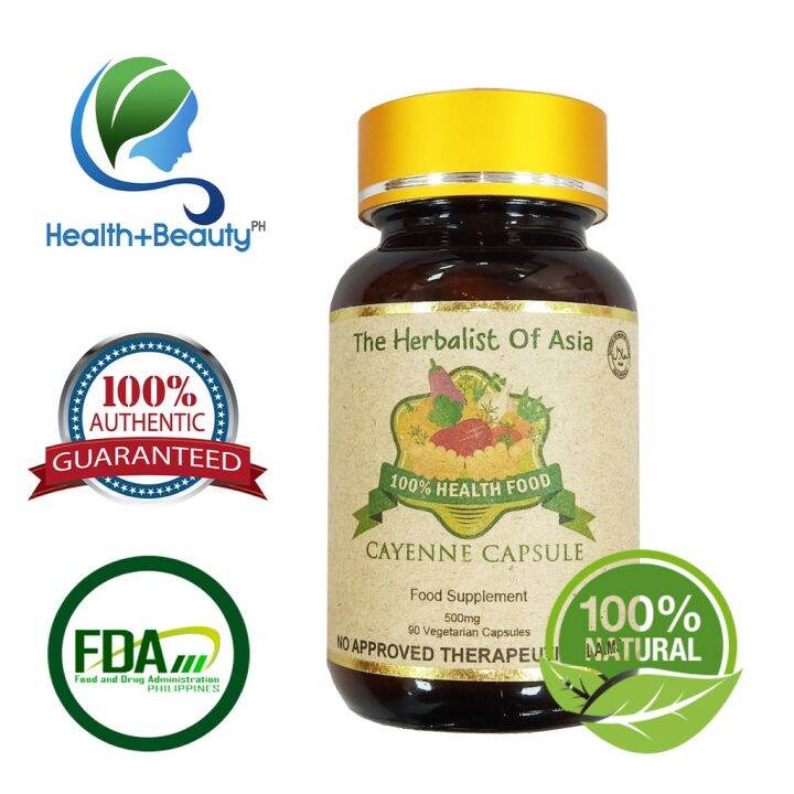The Herbalist of Asia Organic Cayenne Capsules 500mg 90 Capsules