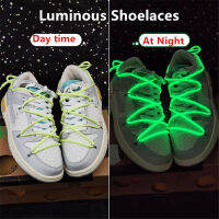 1คู่รอบ Luminous Shoelaces สีฟ้าสีชมพูสีขาวผ้าใบรองเท้าผ้าใบ Laces เรืองแสงใน Dark Shoelace อุปกรณ์เสริม