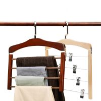 Hangers For Clothes Pants Closet Wooden Trouser Jeans Scarf Organizer Storage Perchas Para La Ropa 4 Layer Multiple Pants Hanger