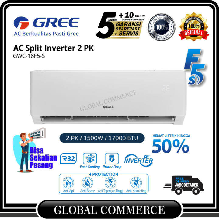 Gree Ac Split Inverter R32 2 Pk Gwc 18f5 S Smartclean Gwc 18f5s Lazada Indonesia 4804