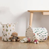 Laundry Bag Folding Cotton Linen Cute Printing Bags Dirty Clothes Basket Kids Toy Storage Household Storage Baskets