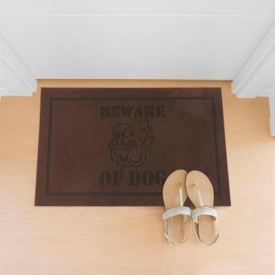 U-RO DECOR รุ่น BEWARE OF DOG พรมดักฝุ่น พรมเช็ดเท้า พรมอเนกประสงค์ พรม พรมปูพื้นรถยนต์ พรมวางหน้าประตู ลายระวังสุนัขดุ ขนาด 45 x 75 ซม. (สีน้ำตาล)