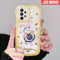 JIUMOO เคสปลอกสำหรับ Samsung กาแล็คซี่ A22 4G A22 5G A23 A24ลายการ์ตูนกระต่ายสีม่วงสีสันสดใสน่ารักเนื้อครีมนุ่มเคสมือถือโปร่งใสลายกล้องถ่ายรูปที่สร้างสรรค์ฝาครอบป้องกันซิลิโคน