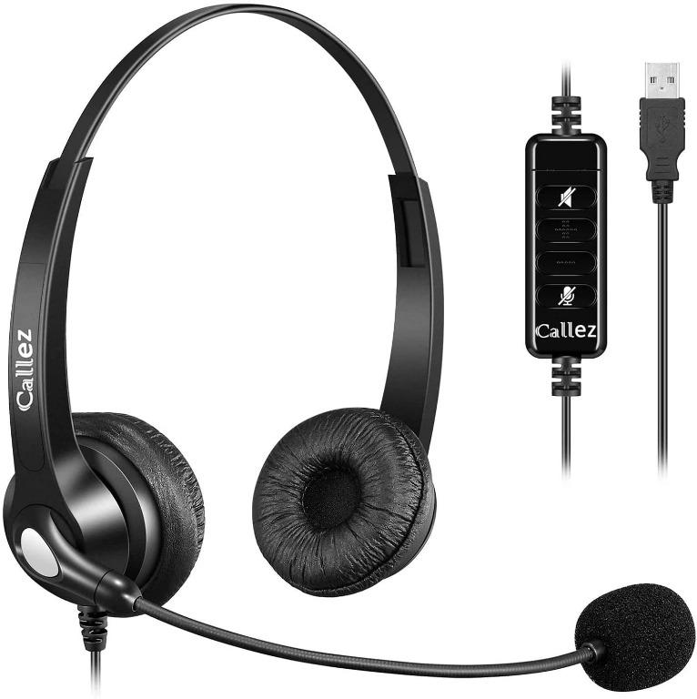 SoftPhone Ultra Comfort Business Headset for Skype Corded USB Headsets Mono with Noise Cancelling Mic and in-line Controls Crystal Clear Chat Super Lightweight Call Center 