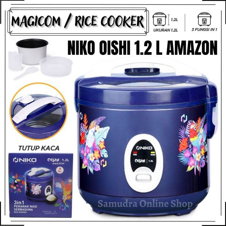 NIKO Rice Cooker Oishi [1.2 Liter ] Tutup Kaca Rice Cooker Mejikom Niko Oishi Amazon 1.2 Liter