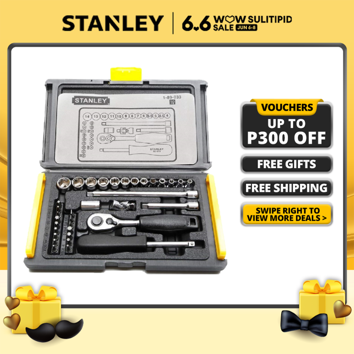 STANLEY® 35Piece 1/4” Drive Socket Set, 4 to 14mm sockets Hand Tools