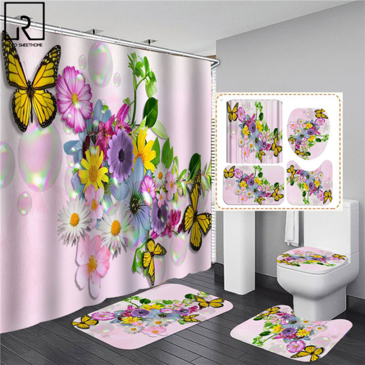 elegant-butterfly-flower-rose-print-shower-curtain-woman-bathroom-decoration-blue-pink-bath-mat-set-toilet-lid-cover-wc-supplies