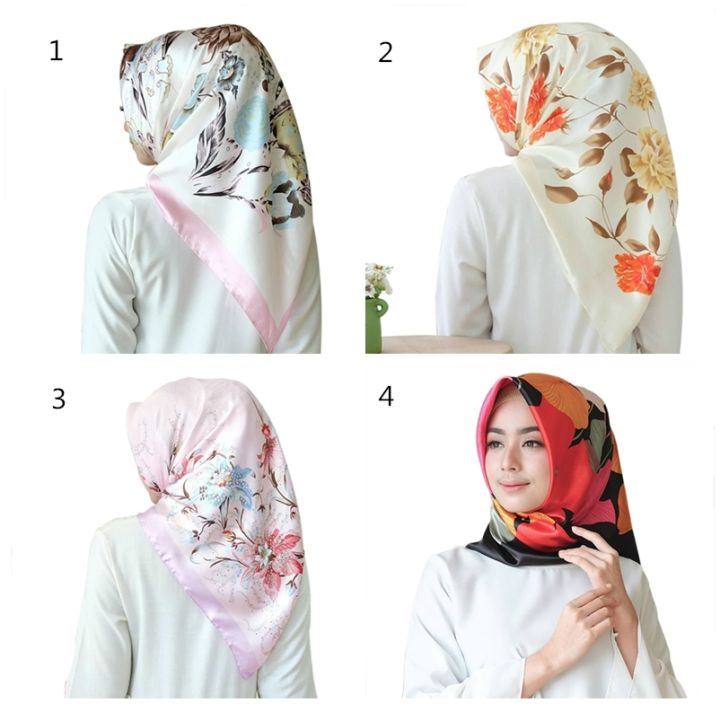 Esaberi Muslimah Silk Tudung Bawal Premium Satin Printed Square Hijab Women’s Scarf Lazada