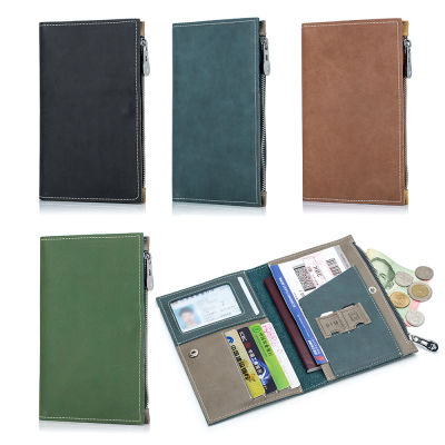 Wallets Cowhide Card Cover Pouch Zipper Air Tickets ID Cards Leather Passport Covers Anti-Theft Passport Holder