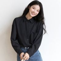 COD DSFERTRETRE Womens Long Sleeve Formal Office Shirt Office Wear Blouse Pure Black Color OL Work Wear Solid Colour Business Blouse Women Formal OL Wear Work Wear Elegant Cotton Blouse Chiffon Shirts Work Blouses Satin Blouse Fashion Korean Style Blouse