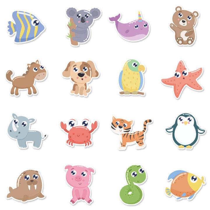 muya-50pcs-cute-animal-stickers-waterproof-cartoon-vinyl-stickers-for-laptop