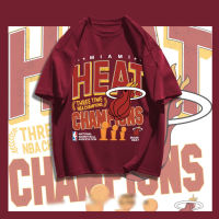 NBA Heat ทีมบาสเก็ตบอลหล่อสตรีทเทรนด์เสื้อยืดแขนสั้นผู้ชายและผู้หญิงฤดูใบไม้ผลิและฤดูร้อนเสื้อ ใหม่