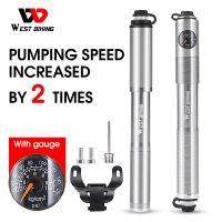 WEST BIKING Bicycle Pump Mini Hand Air Pump Pressure Gauge Cycling Tire Inflator Fork Schrader Presta Valve Portable Bike Pump