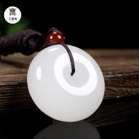 Xinjiang gold silk jade white jade safety buckle jade pendant for men and women jade necklace Hotan Jade lanolin jade pendant 0BL4 0BL4