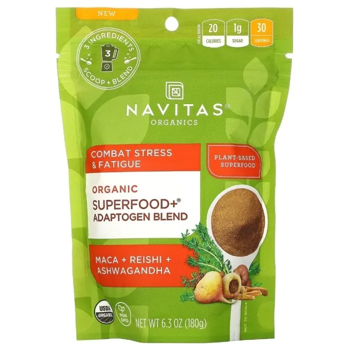 Navitas Organic Superfood + Adaptogen Blend Maca, Ashwagandha, Reishi