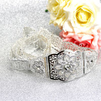 Aristocratic Women Caftan Crystal Flower Metal Waist Chain Adjustable Length Body Jewelry Bridal Wedding Dress Belt Bridal Gifts