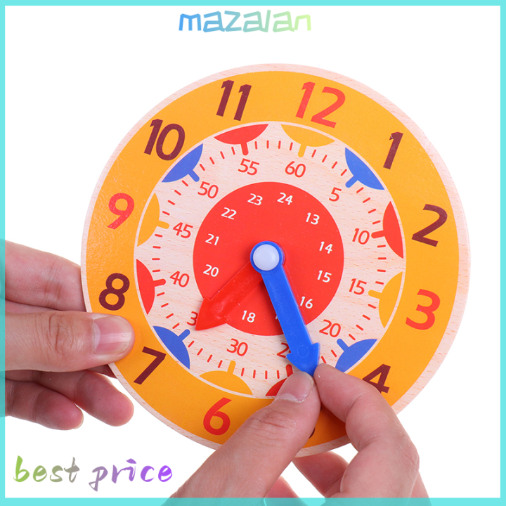 mazalan-นาฬิกาไม้มอนเตสซอรี่สำหรับเด็กนาฬิกาความรู้ความเข้าใจที่สองของเล่นชั่วโมงนาที