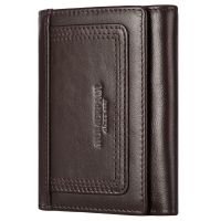 HUMERPAUL Slim Wallet for Men RFID Original Genuine Leather Trifold Cards Holder Small Luxury Male Clutch with Zipper Coin Pouch Wallets