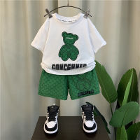 Childrens Clothing Boys Summer Suit 2023 New Childrens Short Sleeve Western Style Fashion Baby Handsome Fried Street Clothes Fashion