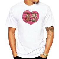 Men T Shirt Light Blue Cartoon Love Hearts Tshirts Tshirt Gildan