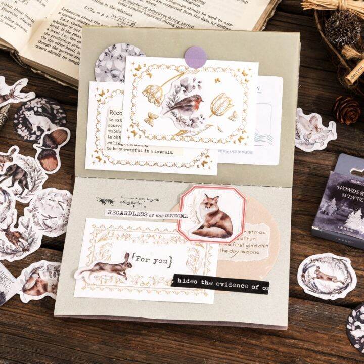 46sheets-4cm-mini-box-stickers-winter-animal-fox-deer-ledger-diary-material-decorative-diverse-adhesive-scrapbooking-stickers-labels