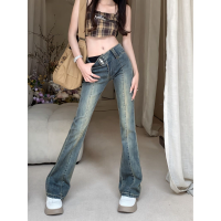 Flare กางเกงยีนส์ผู้หญิง Skinny สูงเอว Aesthetic Y2k เสื้อผ้า Denim กางเกง Vintage Washed R Mopping เกาหลีแฟชั่น Street New