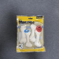 MUNZNIE ขนมขบเคี้ยวสำหรับสุนัข กระดูกผูก 4 นิ้ว รสนม บรรจุ 4 ชิ้น (1ซอง)