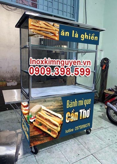 Xe bánh mì 1m8 mẫu 7 - Inox Kiệt Phát