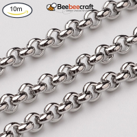 Beebeecraft 10 m Unwelded 304 Stainless Steel Rolo Chain Link Jewelry Making Chains for Pendant Necklace DIY Making 2.5mm