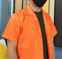 มาใหม่!! เสื้อฮาวาย สีส้ม เสื้อสงกรานต์ เสื้อลายไทย  เสื้อพิมพ์ลาย ผ้าคอตตอน ลดราคาถูกมาก KGM UNIFORM