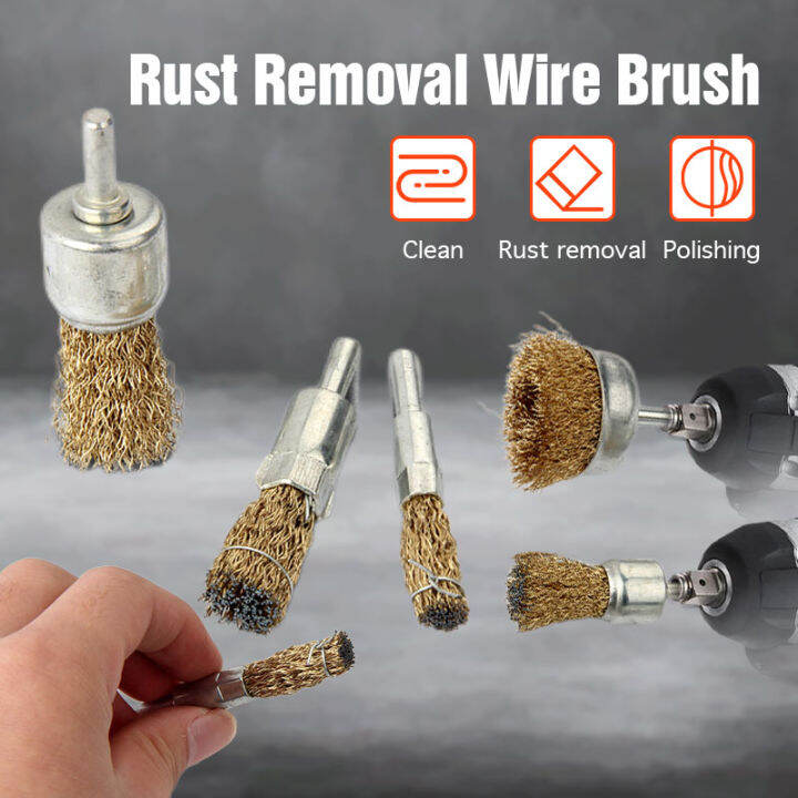 Brass Wire Brush Tembaga TRod Bowl Brass Handle Rust Removal Polishing