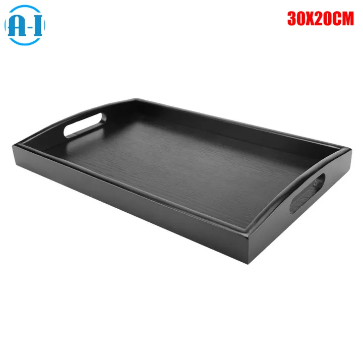 A-I Serving Tray Large Black Wood Rectangle Food Tray Butler Breakfast Trays  with Handles Easy to Grip | Lazada PH