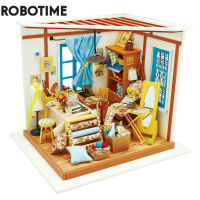 Robotime DIY Lisa Tailor Shop With Furniture Children Grils Doll House Miniature Dollhouse Wooden Kits Toy DG101