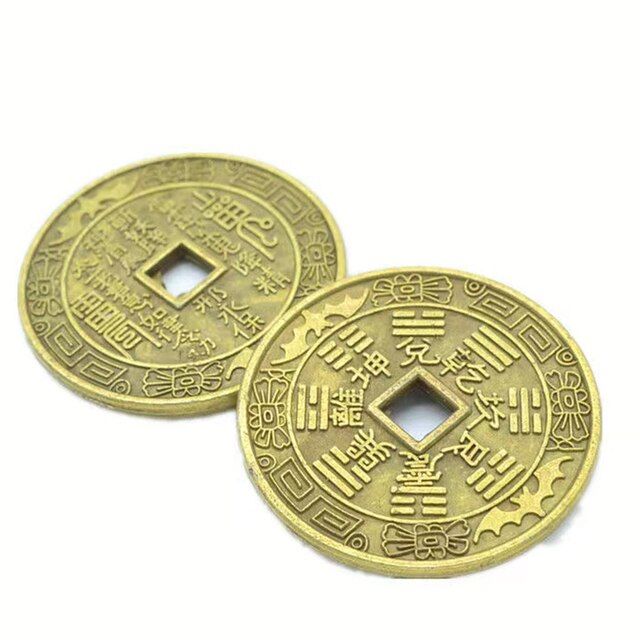 เหรียญจีนเฟิงฮวงจุ้ยราชวงศ์ชิงเก่านำโชคแปดไตรแกรมฉันชิงเงินเหรียญสำหรับสะสมของตกแต่งบ้านฮวงจุ้ย
