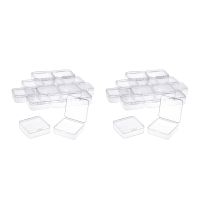 32 Pack Clear Plastic Beads Storage Containers Box with Hinged Lid for Small Items, Diamond, Beads (2.2X2.2X0.79In)