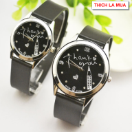 Đồng hồ đôi đẹp giá rẻ mặt họa tiết chữ Thankyou thumbnail