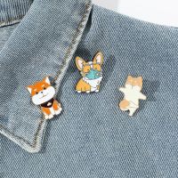 Cartoon Cute Animal Dog Corgi Enamel Pins Puppy Surfing Sea Play Skateboard Round Heart Alloy Brooch Badge Sweet Woman Jewelry