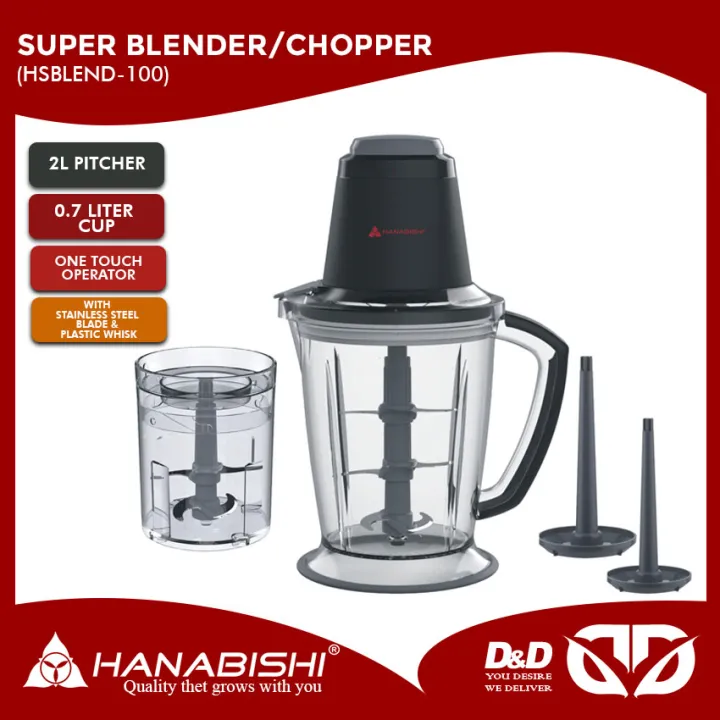 D&D Hanabishi HSBLEND100 2L Food Processor Blender/Chopper Lazada PH