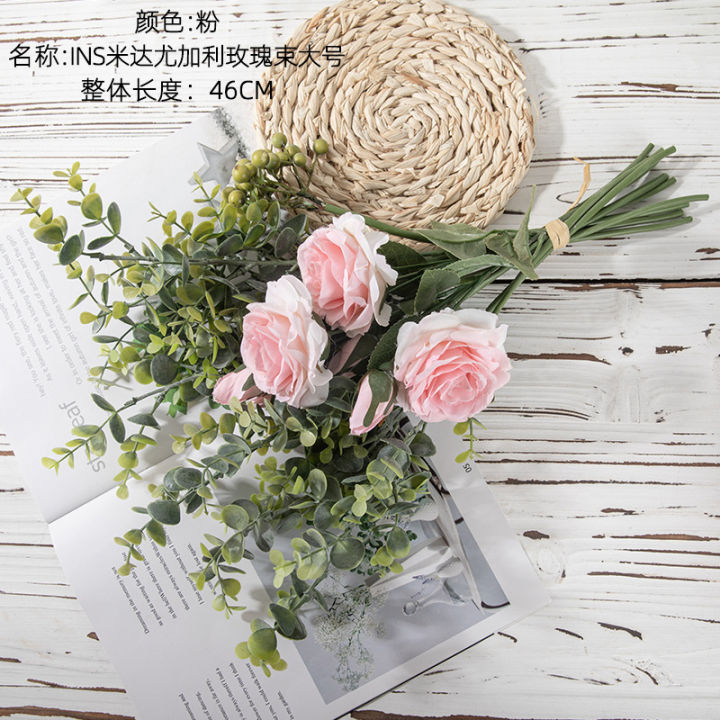 Artificial Eucalyptus Rose Flowers Bouquets For Home Weeing Party ...