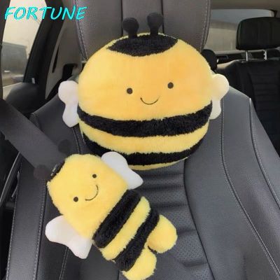 Kawaii Little Bee Car Neck Pillow Car Headrest Neck Pillows Cushion For Auto Travel Pillow Seatbelt Protect Car Seat Accessories