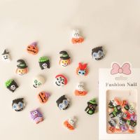 ถังฟักทอง halloween pumpkin ฮาโลวีน 20Pcs มินิมินิ ฮาโลวีนเล็บศิลปะ rhinestone เครื่องประดับเล็บตกแต่ง เรซิน การตกแต่งเล็บแบบ3D สร้างสรรค์และสร้างสรรค์ หลังแบนราบ อุปกรณ์ทำเล็บ