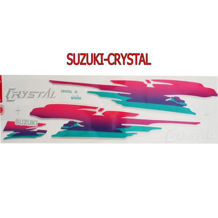 สติ๊กเกอร์ติดรถมอเตอร์ไซด์ สำหรับ SUZUKI-RC110 CRYSTAL สีน้ำเงิน